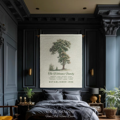 Vintage Family Tapestry Personalized | Family Tree Blanket Custom Family Gift Meaningful | Wedding Gift Sentimental Gift for Family Tree |