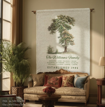 Vintage Family Tapestry Personalized | Family Tree Blanket Custom Family Gift Meaningful | Wedding Gift Sentimental Gift for Family Tree |