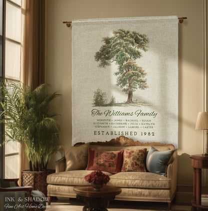 Vintage Family Tapestry Personalized | Family Tree Blanket Custom Family Gift Meaningful | Wedding Gift Sentimental Gift for Family Tree |