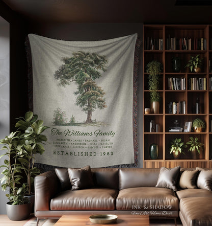 Vintage Family Tapestry Personalized | Family Tree Blanket Custom Family Gift Meaningful | Wedding Gift Sentimental Gift for Family Tree |