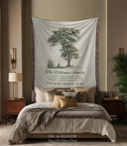 Vintage Family Tapestry Personalized | Family Tree Blanket Custom Family Gift Meaningful | Wedding Gift Sentimental Gift for Family Tree |
