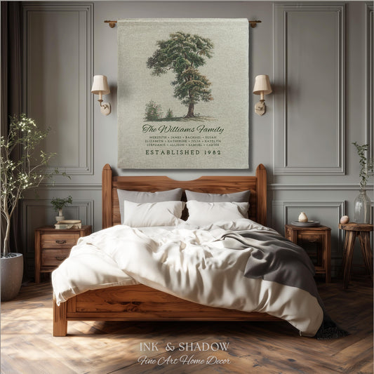 Vintage Family Tapestry Personalized | Family Tree Blanket Custom Family Gift Meaningful | Wedding Gift Sentimental Gift for Family Tree |