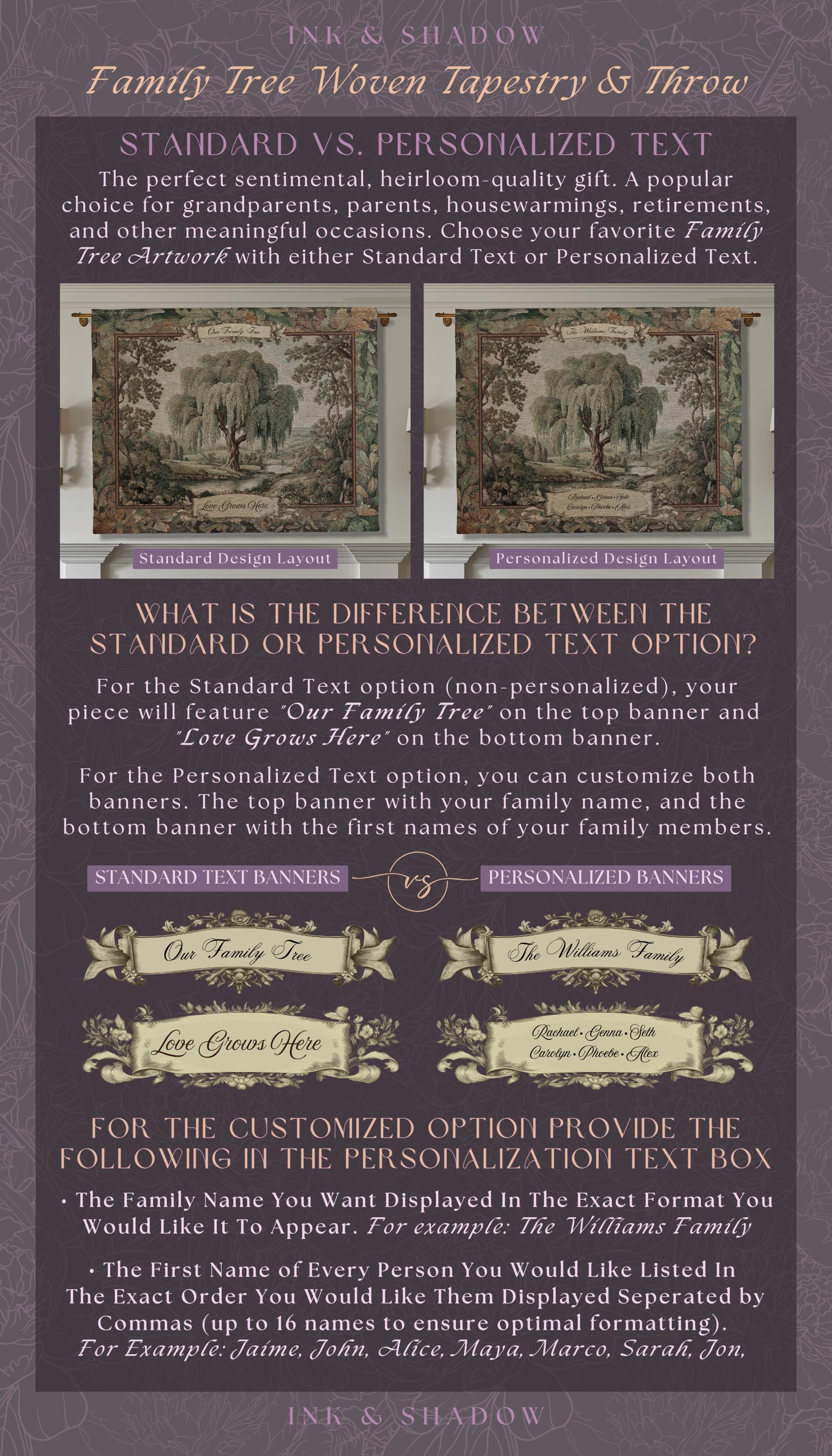 Rustic Woodland Landscape Custom Family Art | Sentimental Surname Personalized Keepsake Blanket Willow Tree Meaningful Housewarming Gift