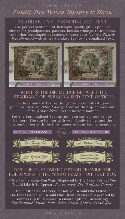 Rustic Woodland Landscape Custom Family Art | Sentimental Surname Personalized Keepsake Blanket Willow Tree Meaningful Housewarming Gift