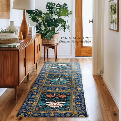 Witchy Whimsical Frog Lovers Rug | Enchanted Bedroom Mystical Cottagecore Style Fairycore Woodland Romance Goblincore Moody Botanical Style