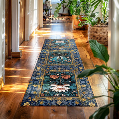 Witchy Whimsical Frog Lovers Rug | Enchanted Bedroom Mystical Cottagecore Style Fairycore Woodland Romance Goblincore Moody Botanical Style