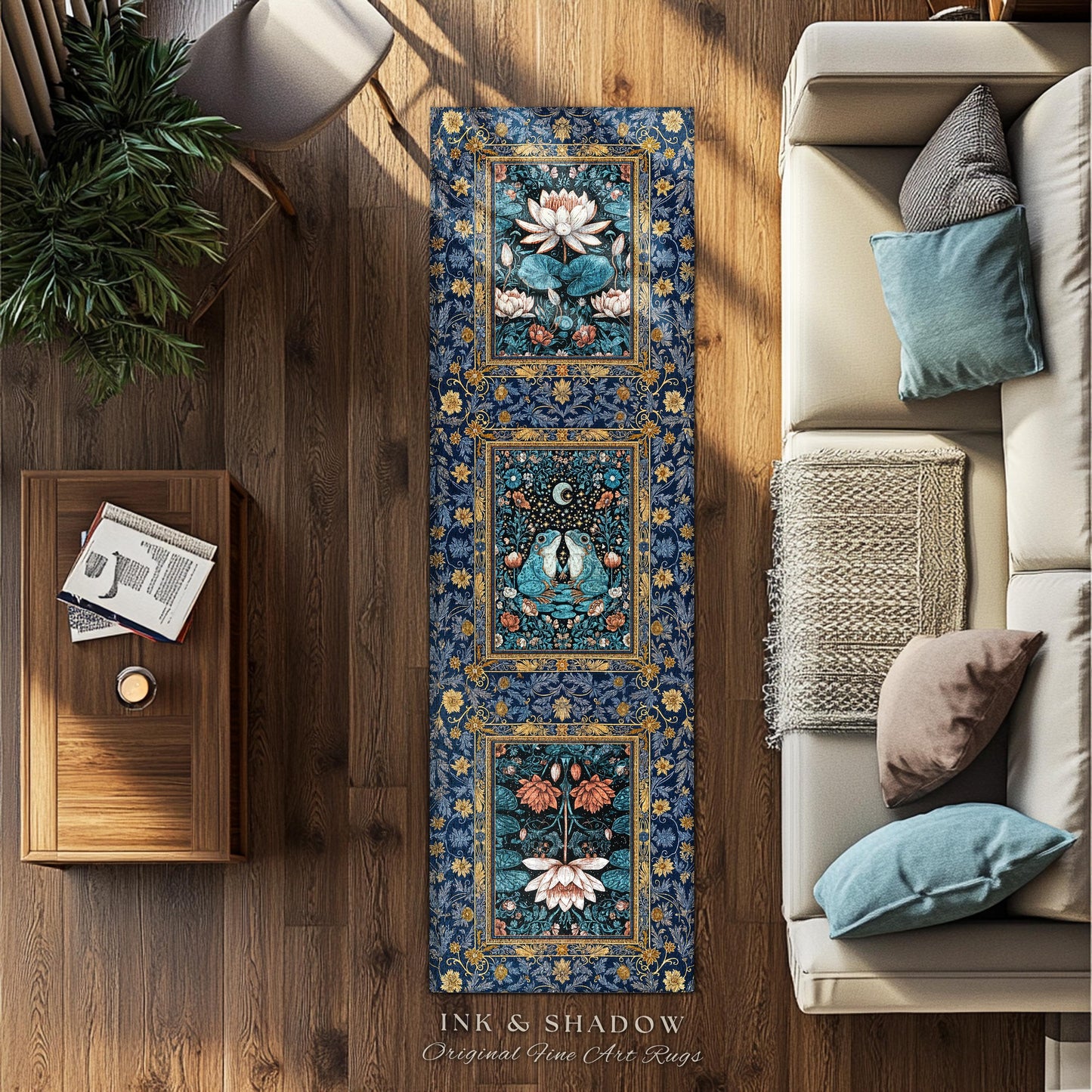 Witchy Whimsical Frog Lovers Rug | Enchanted Bedroom Mystical Cottagecore Style Fairycore Woodland Romance Goblincore Moody Botanical Style