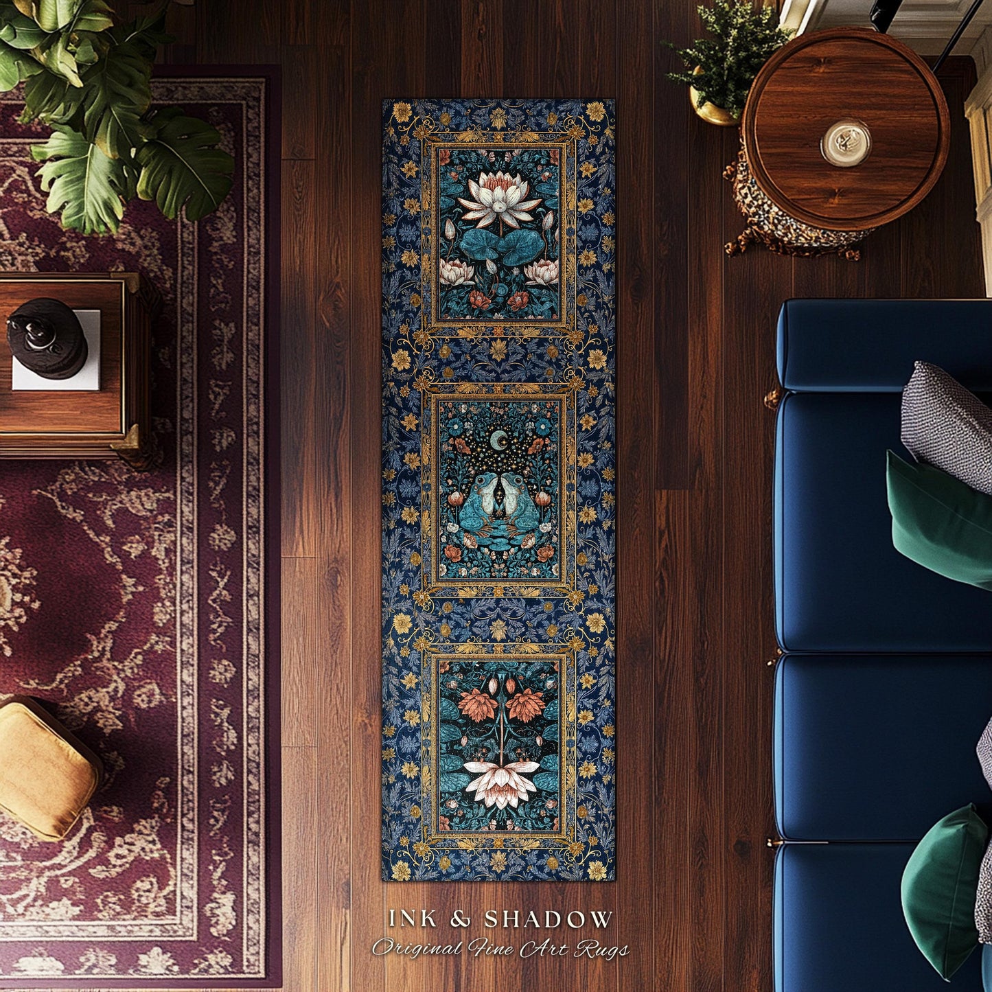 Witchy Whimsical Frog Lovers Rug | Enchanted Bedroom Mystical Cottagecore Style Fairycore Woodland Romance Goblincore Moody Botanical Style