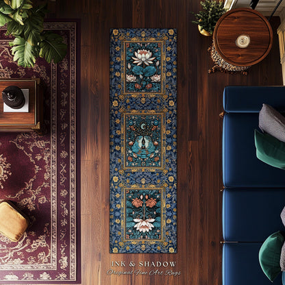 Witchy Whimsical Frog Lovers Rug | Enchanted Bedroom Mystical Cottagecore Style Fairycore Woodland Romance Goblincore Moody Botanical Style