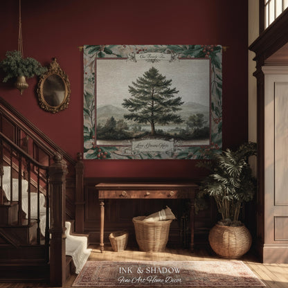 Nostalgic Family Heirloom Personalized Pine Tree Tapestry | Meaningful Keepsake Old World Jacquard Throw Blanket Custom Names Wall Hanging