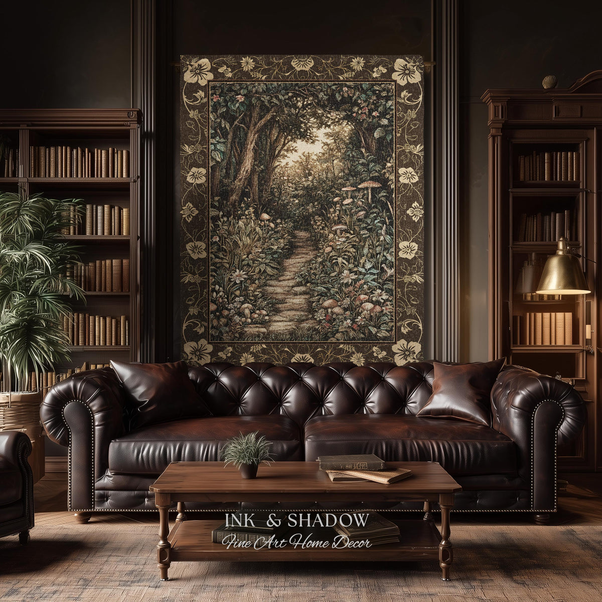 Mushroom Forest Magical Woodland Tapestry Blanket Ethereal Mystic Academia, Vintage Folklore Art Forest Fairycore Whimsigoth Medieval Throw