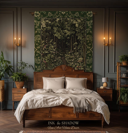 Fairytale Forest Botanical Throw Blanket | Mystic Aesthetic Woodland Home Magical Decor Plant Loving Bedroom Housewarming Gift Emerald Woods