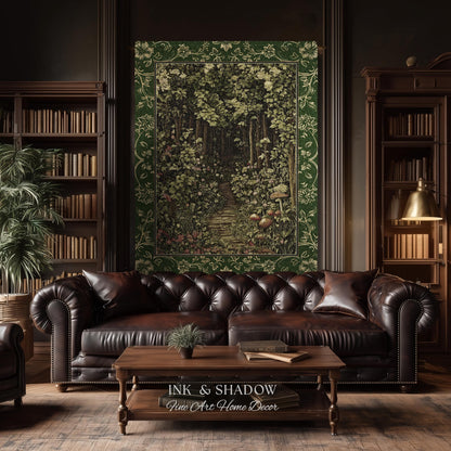 Fairytale Forest Botanical Throw Blanket | Mystic Aesthetic Woodland Home Magical Decor Plant Loving Bedroom Housewarming Gift Emerald Woods