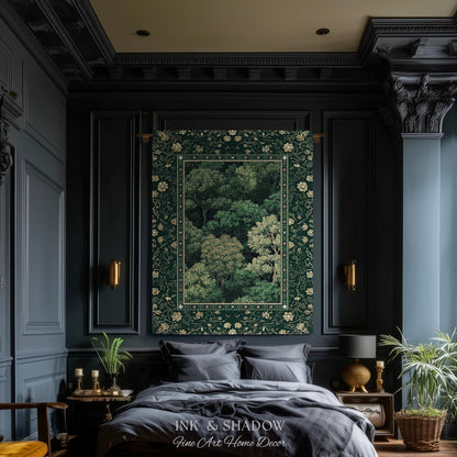 Lush Botanical Green Woven Blanket | Forest Theme Woodsy Aesthetic Living Room Green Home Decor Housewarming Gift Emerald Bedroom Tapestry |