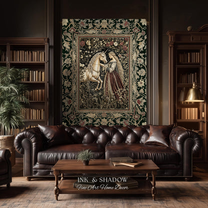 Renaissance Fairytale Floral Throw Blanket | Baroque Cottagecore Aesthetic Literary Goth Tapestry Regal Princesscore Bedroom Decor Medieval