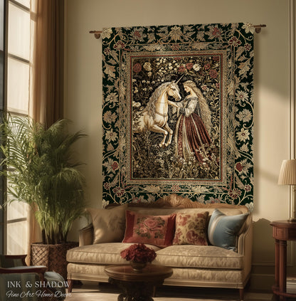 Renaissance Fairytale Floral Throw Blanket | Baroque Cottagecore Aesthetic Literary Goth Tapestry Regal Princesscore Bedroom Decor Medieval