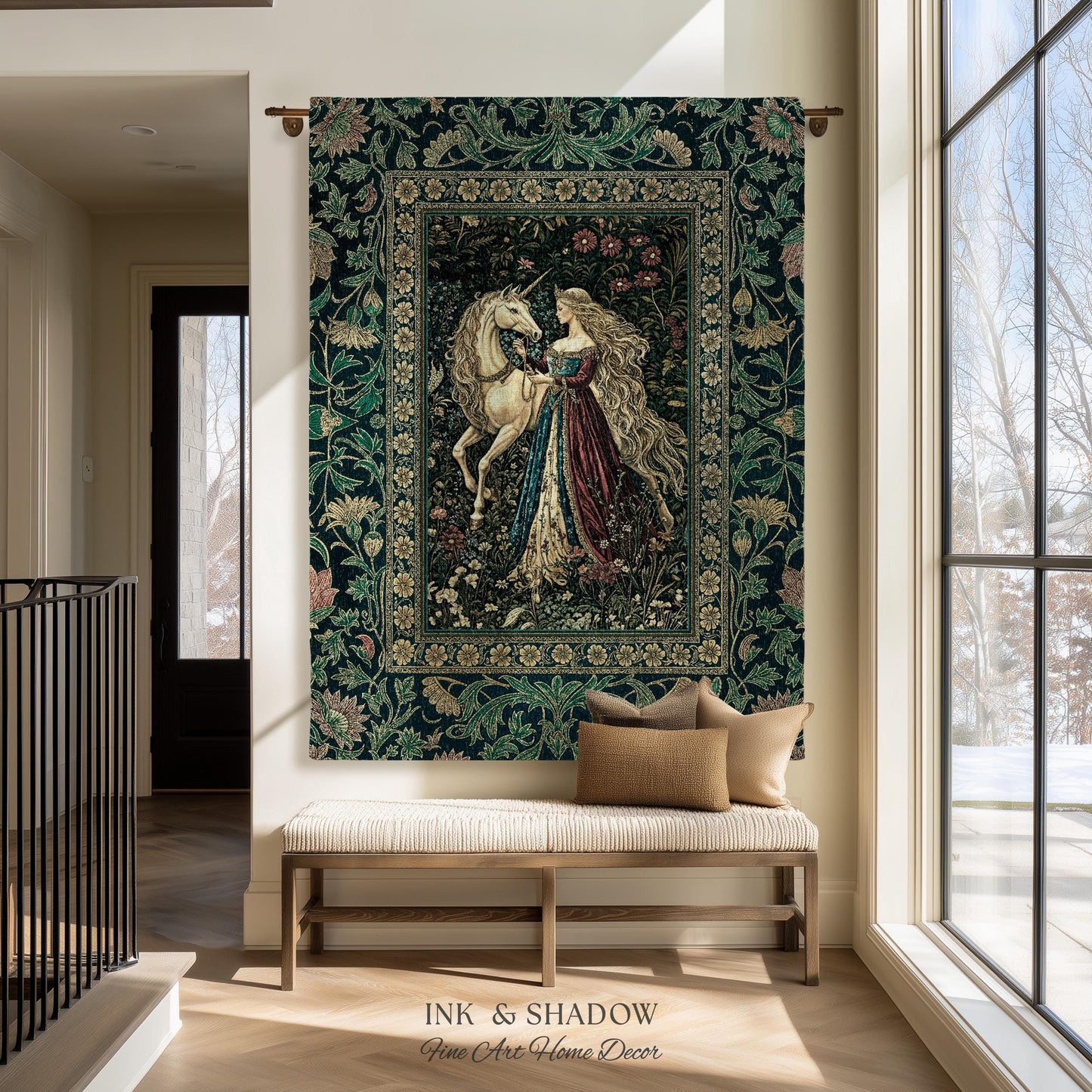 Rich Rococo Fairytale Woven Throw Blanket | Mystical Gothic Romance Aesthetic Regal Princesscore Bedroom Tapestry Cottagecore Renaissance