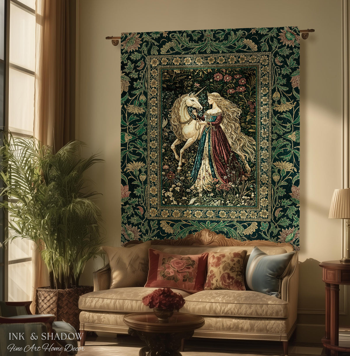 Rich Rococo Fairytale Woven Throw Blanket | Mystical Gothic Romance Aesthetic Regal Princesscore Bedroom Tapestry Cottagecore Renaissance