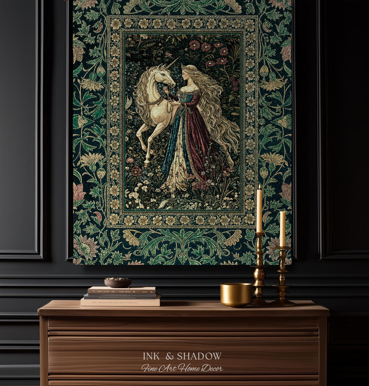Rich Rococo Fairytale Woven Throw Blanket | Mystical Gothic Romance Aesthetic Regal Princesscore Bedroom Tapestry Cottagecore Renaissance