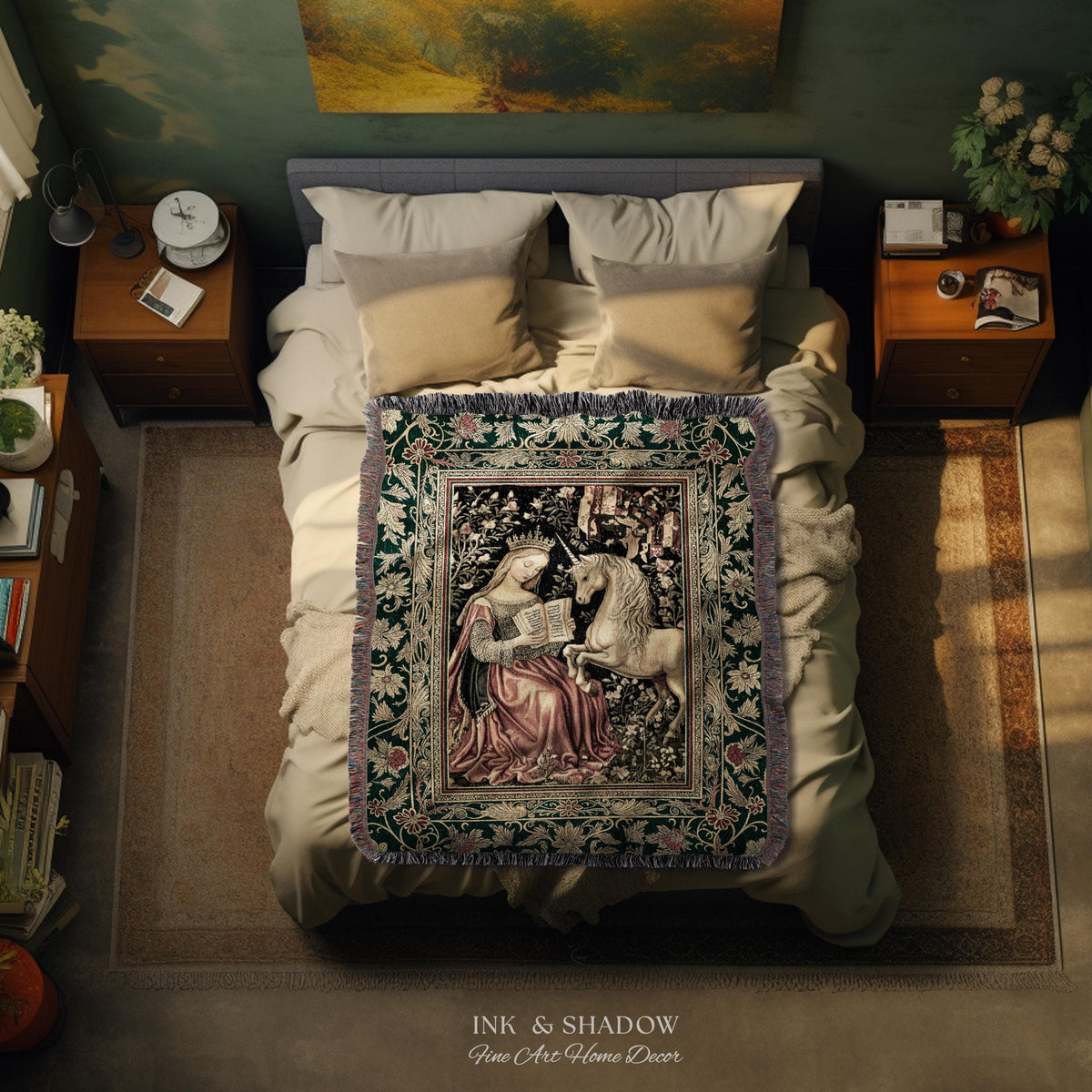 Baroque Storybook Rustic Wall Tapestry | Storybook Royalcore Decor Dark Romantic Cottagecore Tapestry Gothic Princess Woven Home Accent |