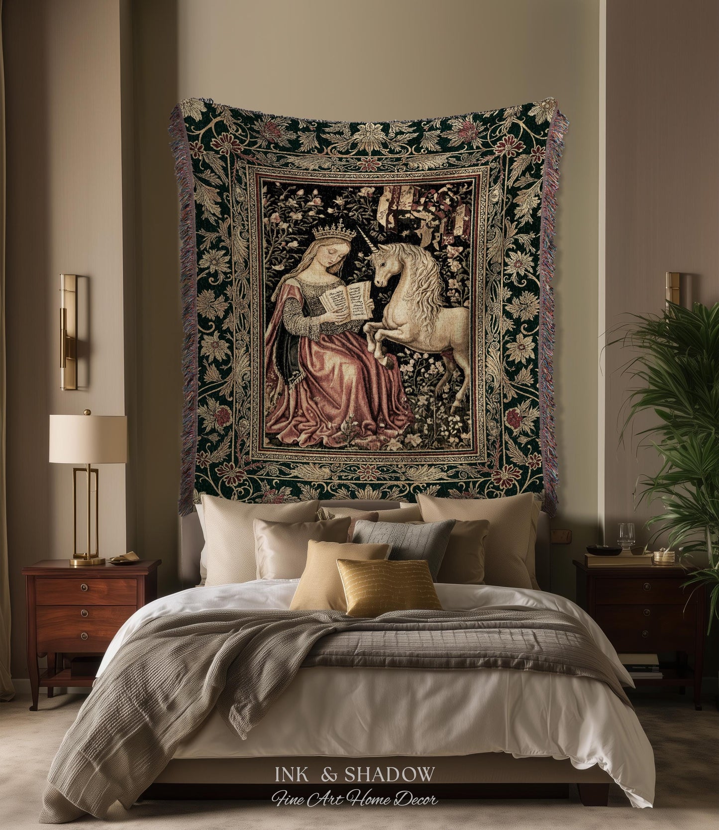 Baroque Storybook Rustic Wall Tapestry | Storybook Royalcore Decor Dark Romantic Cottagecore Tapestry Gothic Princess Woven Home Accent |