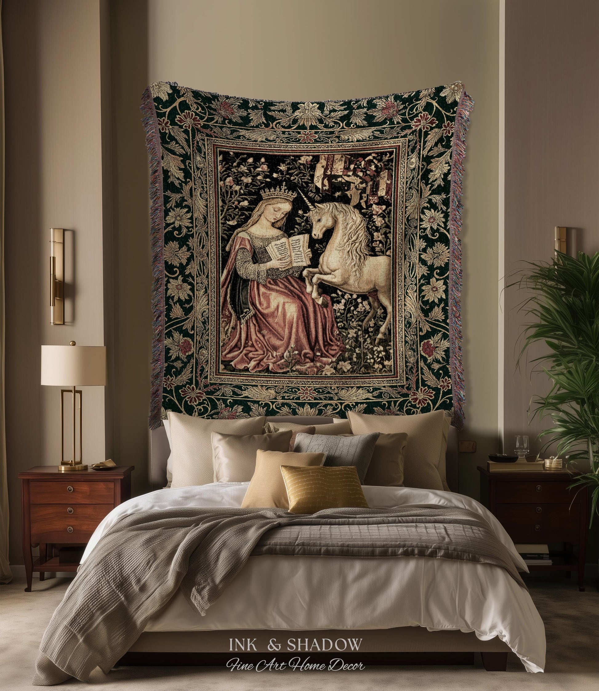 Baroque Storybook Rustic Wall Tapestry | Storybook Royalcore Decor Dark Romantic Cottagecore Tapestry Gothic Princess Woven Home Accent |