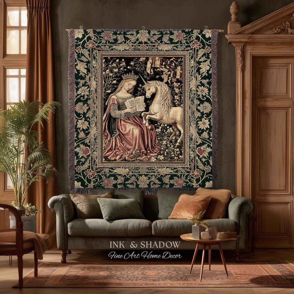 Baroque Storybook Rustic Wall Tapestry | Storybook Royalcore Decor Dark Romantic Cottagecore Tapestry Gothic Princess Woven Home Accent |