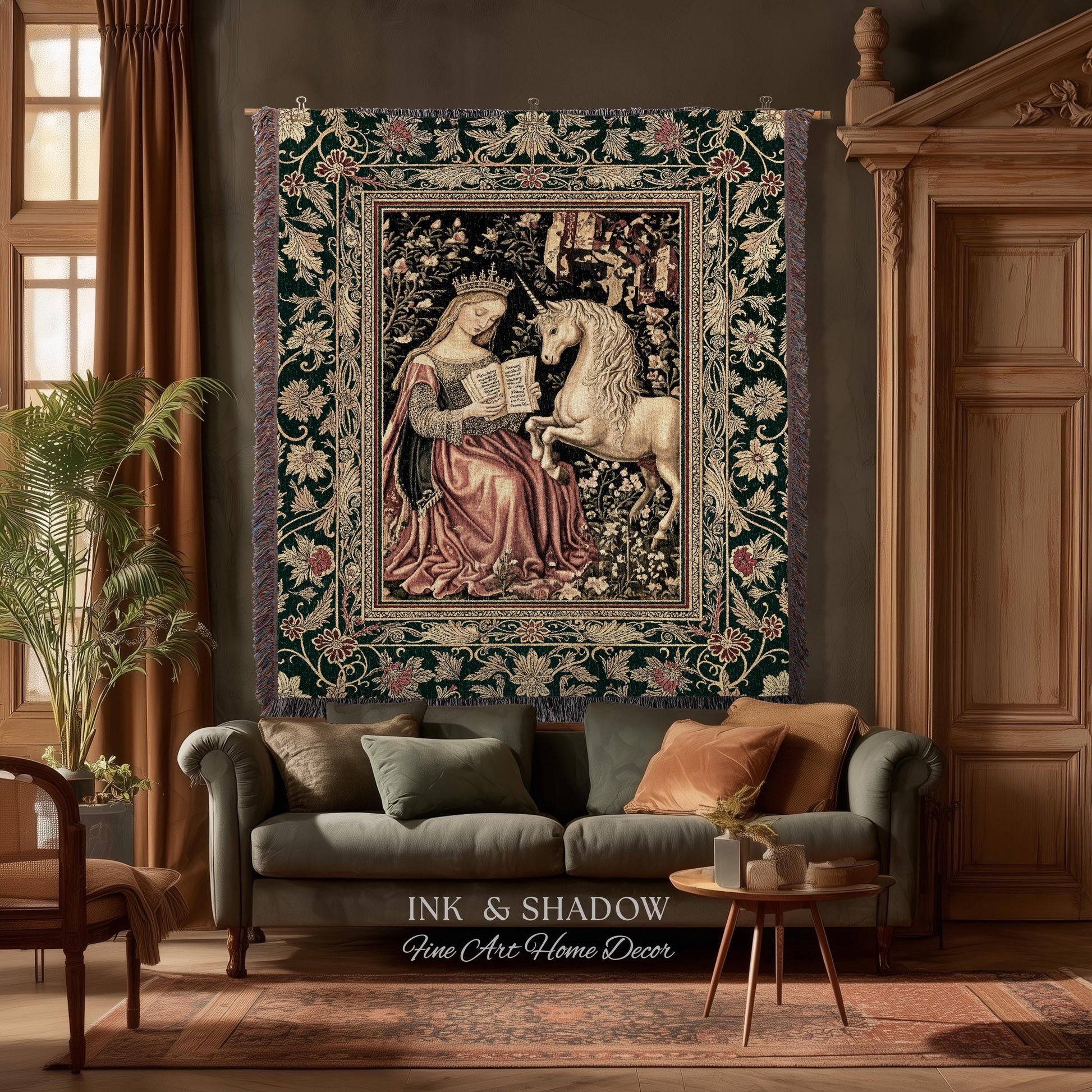 Baroque Storybook Rustic Wall Tapestry | Storybook Royalcore Decor Dark Romantic Cottagecore Tapestry Gothic Princess Woven Home Accent |