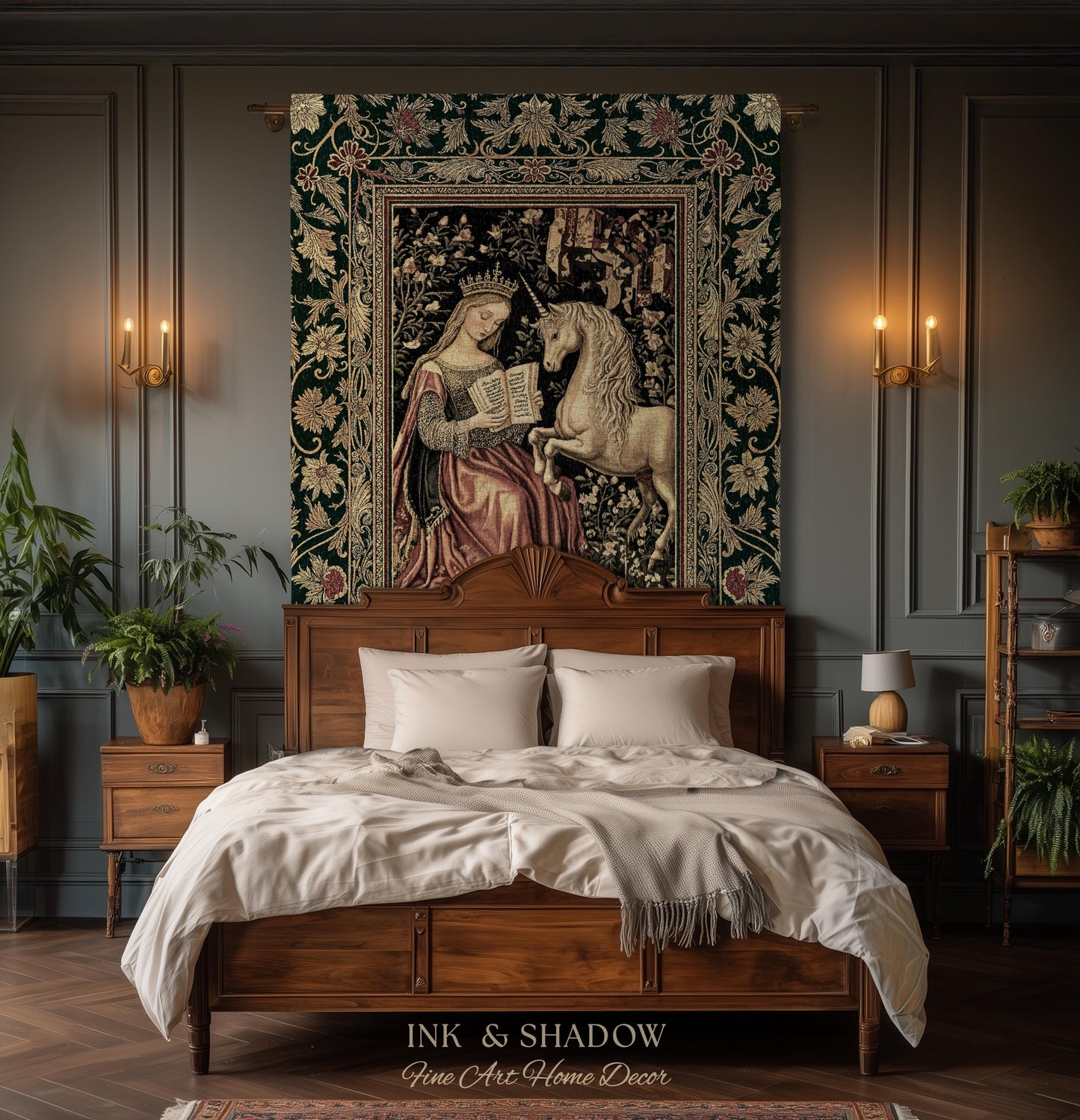 Baroque Storybook Rustic Wall Tapestry | Storybook Royalcore Decor Dark Romantic Cottagecore Tapestry Gothic Princess Woven Home Accent |