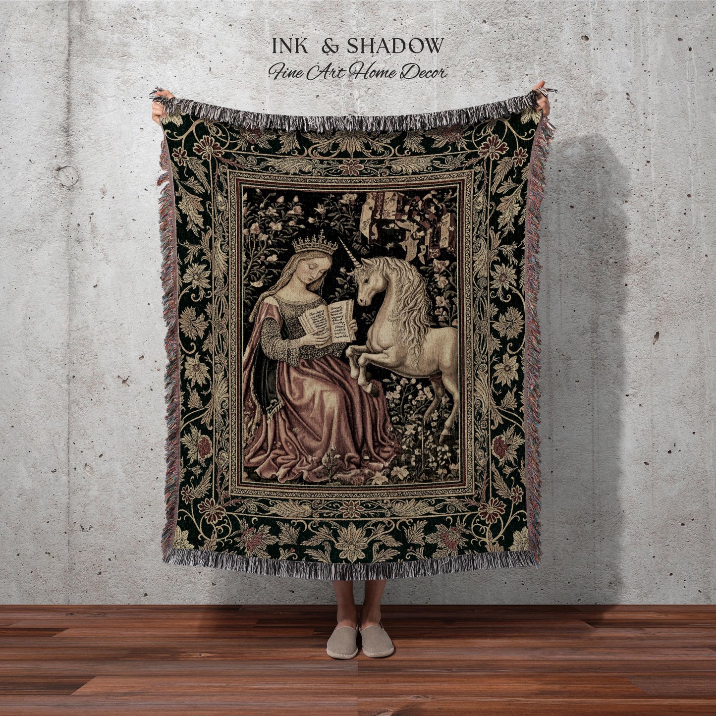 Baroque Storybook Rustic Wall Tapestry | Storybook Royalcore Decor Dark Romantic Cottagecore Tapestry Gothic Princess Woven Home Accent |