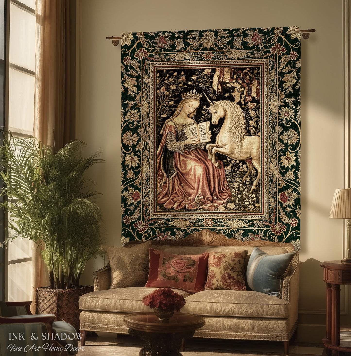 Baroque Storybook Rustic Wall Tapestry | Storybook Royalcore Decor Dark Romantic Cottagecore Tapestry Gothic Princess Woven Home Accent |