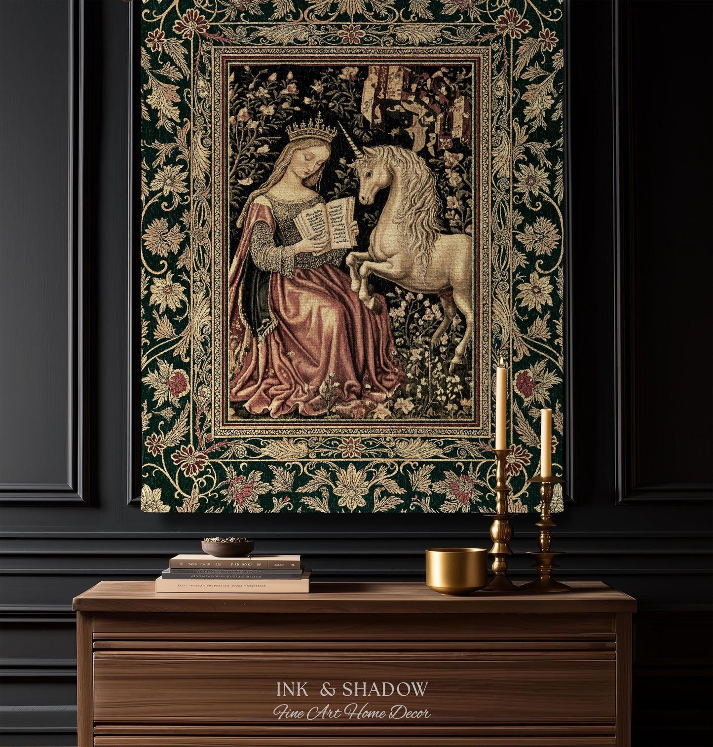 Baroque Storybook Rustic Wall Tapestry | Storybook Royalcore Decor Dark Romantic Cottagecore Tapestry Gothic Princess Woven Home Accent |