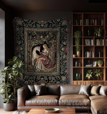 Royal Fairytale Botanical Throw Blanket | Rococo Storybook Decor Cottagecore Medieval Romance Princesscore Woven Tapestry Gothic Bedroom |