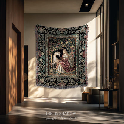 Royal Fairytale Botanical Throw Blanket | Rococo Storybook Decor Cottagecore Medieval Romance Princesscore Woven Tapestry Gothic Bedroom |