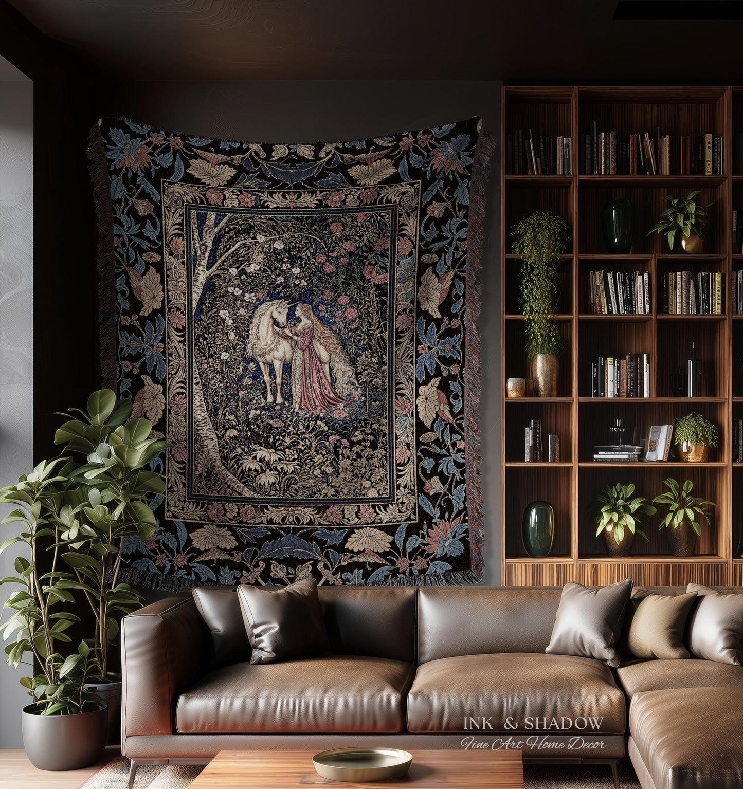 Fairy Forest Floral Maximalist Blanket | Pastel Coquette Light Academia Bedroom Ethereal Forest Spirits Dreamy Fairytale Woven Wall Tapestry