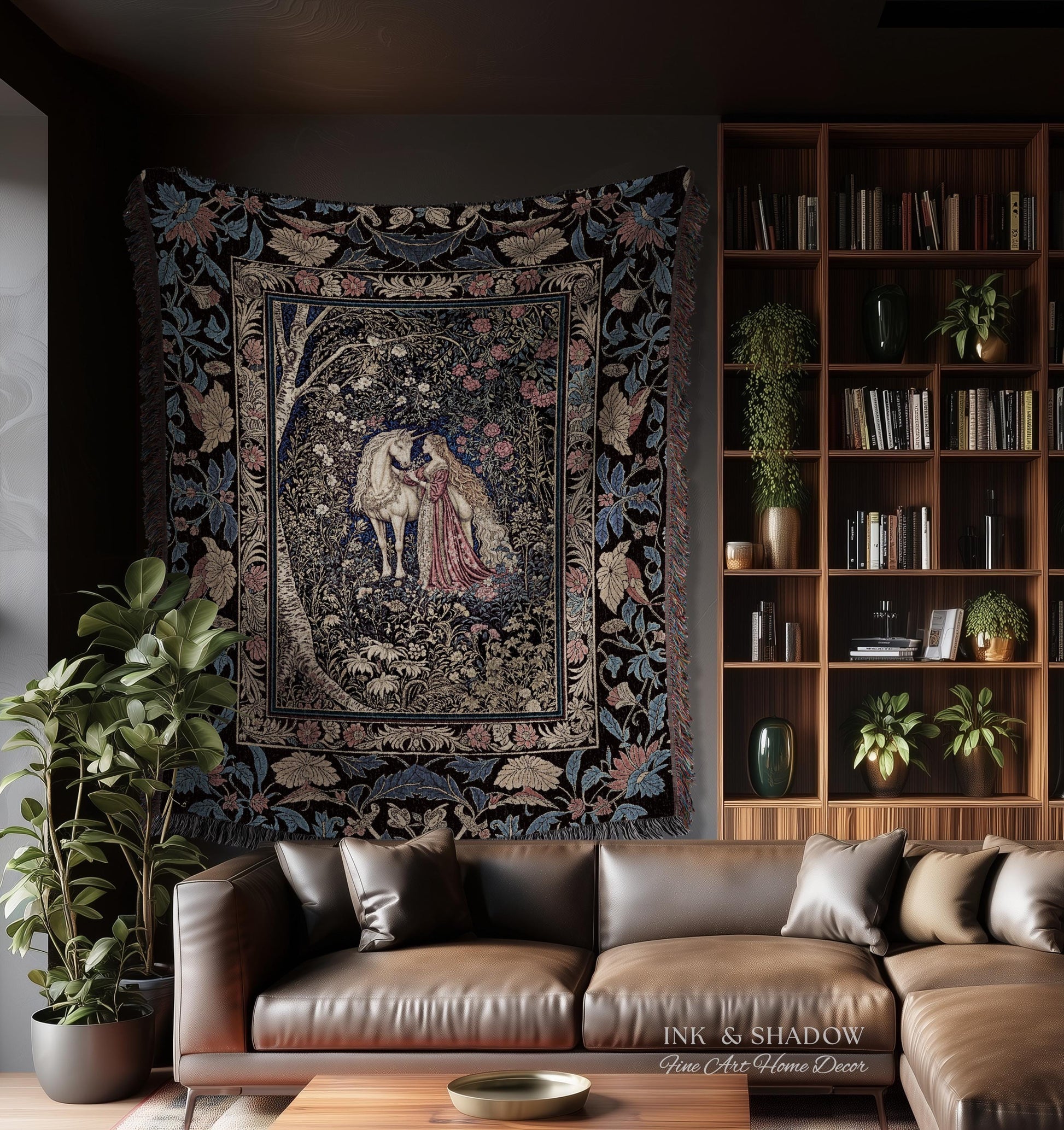 Fairy Forest Floral Maximalist Blanket | Pastel Coquette Light Academia Bedroom Ethereal Forest Spirits Dreamy Fairytale Woven Wall Tapestry