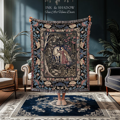 Fairy Forest Floral Maximalist Blanket | Pastel Coquette Light Academia Bedroom Ethereal Forest Spirits Dreamy Fairytale Woven Wall Tapestry