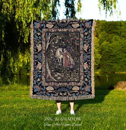 Fairy Forest Floral Maximalist Blanket | Pastel Coquette Light Academia Bedroom Ethereal Forest Spirits Dreamy Fairytale Woven Wall Tapestry