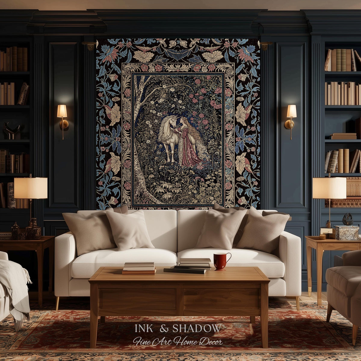 Fairy Forest Floral Maximalist Blanket | Pastel Coquette Light Academia Bedroom Ethereal Forest Spirits Dreamy Fairytale Woven Wall Tapestry