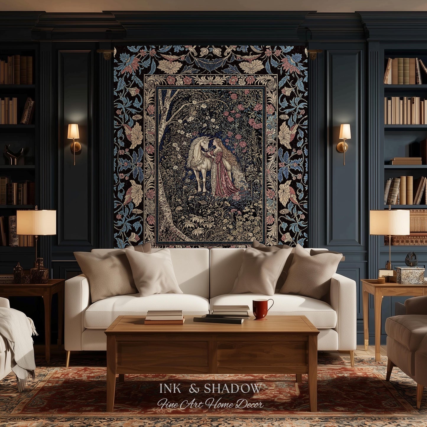 Fairy Forest Floral Maximalist Blanket | Pastel Coquette Light Academia Bedroom Ethereal Forest Spirits Dreamy Fairytale Woven Wall Tapestry