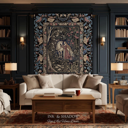 Fairy Forest Floral Maximalist Blanket | Pastel Coquette Light Academia Bedroom Ethereal Forest Spirits Dreamy Fairytale Woven Wall Tapestry