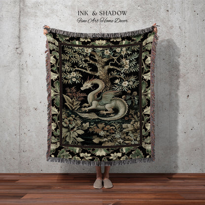 Mystical Fantasy Dragon Rug Runner Enchanting Dark Nature | Ancient Aesthetic Chinese Dragon Art Decor Ethereal Dragon Decoration Forestcore