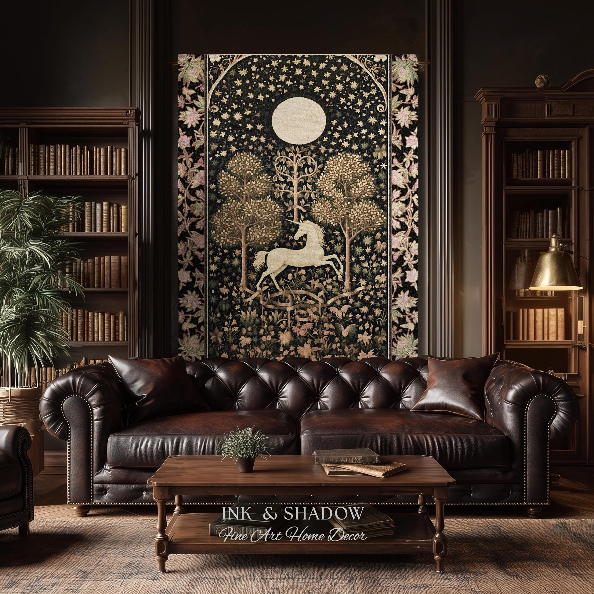 Princesscore Unicorn Tapestry Woven Folklore Aesthetic Whimsical Decor | Mystic Magical Moon Celestial Cottagecore Fairycore Throw Blanket