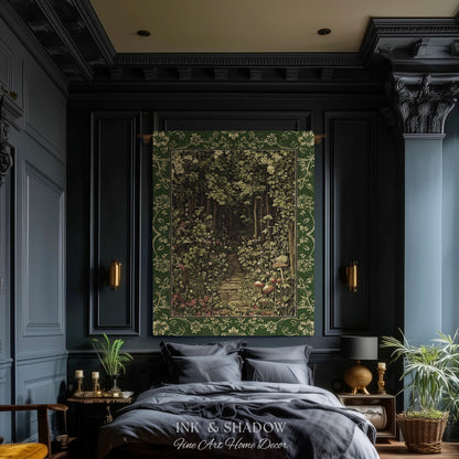 Fairytale Forest Botanical Throw Blanket | Mystic Aesthetic Woodland Home Magical Decor Plant Loving Bedroom Housewarming Gift Emerald Woods