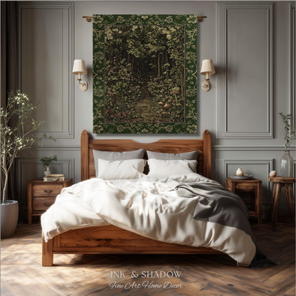 Fairytale Forest Botanical Throw Blanket | Mystic Aesthetic Woodland Home Magical Decor Plant Loving Bedroom Housewarming Gift Emerald Woods