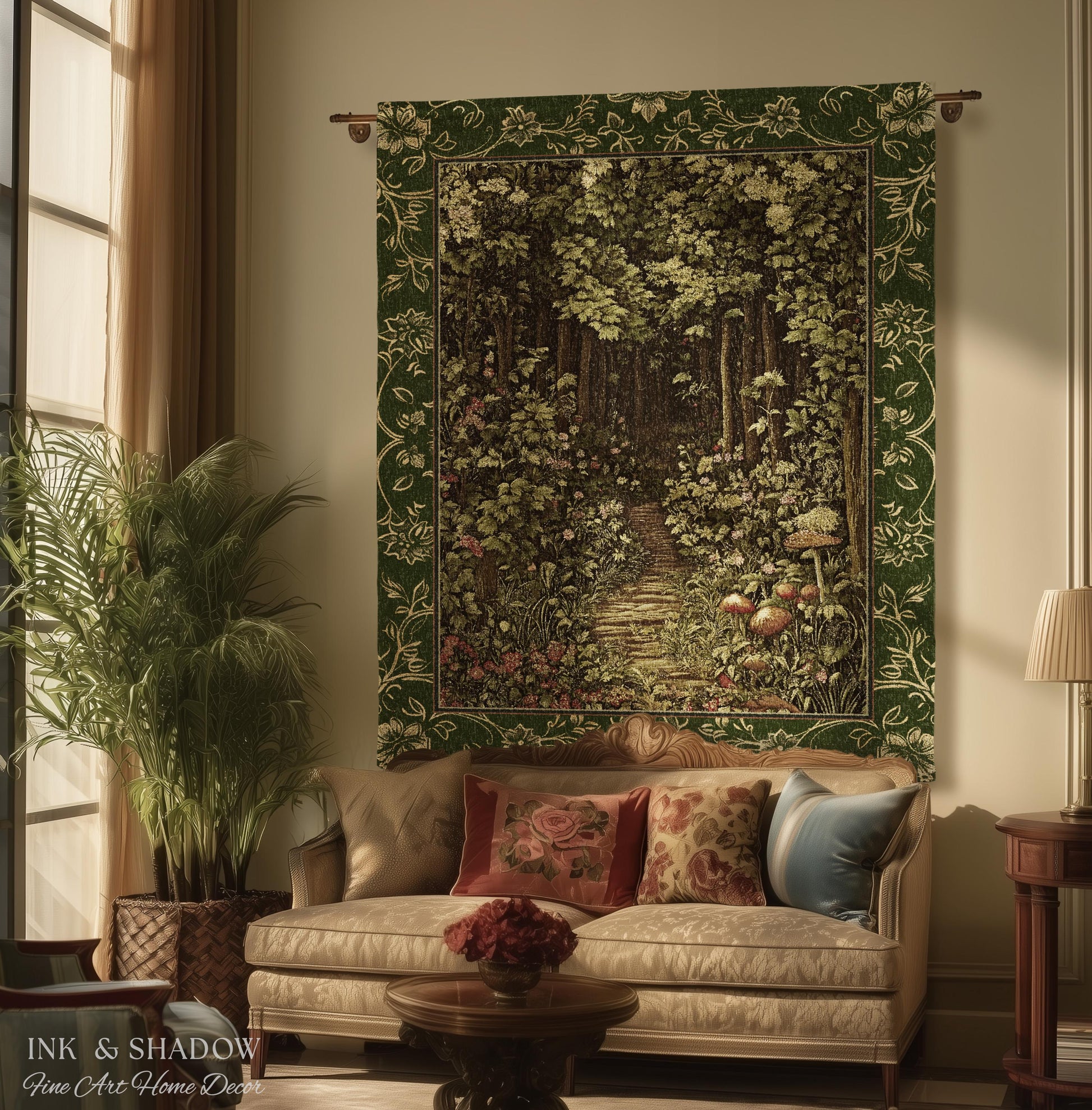 Fairytale Forest Botanical Throw Blanket | Mystic Aesthetic Woodland Home Magical Decor Plant Loving Bedroom Housewarming Gift Emerald Woods
