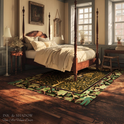 Magic Aesthetic Unicorn Runner Rug Cottagecore Style, Dark Academia Folklore Decor Gothic Maximalist Fantasy Art Enchanted Fairytale Accent