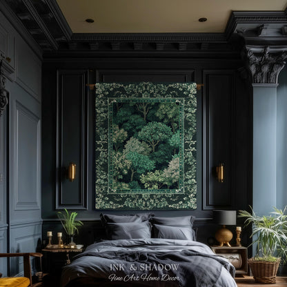 Verdant Greenery Botanical Woven Coverlet | Woodland Magical Aesthetic Living Room Green Tapestry Plant Loving Bedroom Blanket Gift Emerald