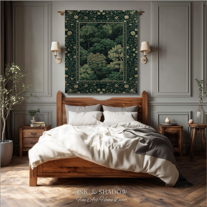 Lush Botanical Green Woven Blanket | Forest Theme Woodsy Aesthetic Living Room Green Home Decor Housewarming Gift Emerald Bedroom Tapestry |