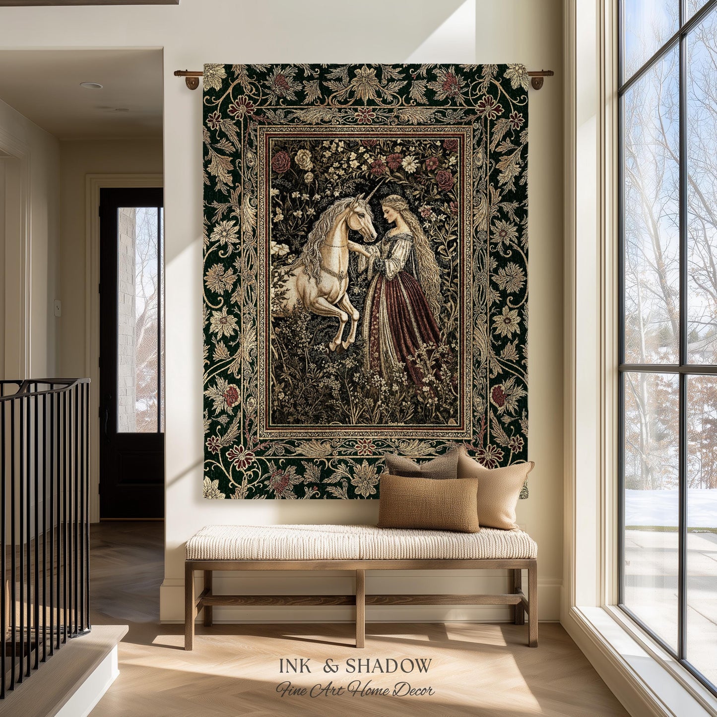 Renaissance Fairytale Floral Throw Blanket | Baroque Cottagecore Aesthetic Literary Goth Tapestry Regal Princesscore Bedroom Decor Medieval